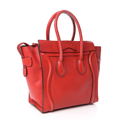 Celine Drummed Calfskin Micro Luggage Red 3 of 19