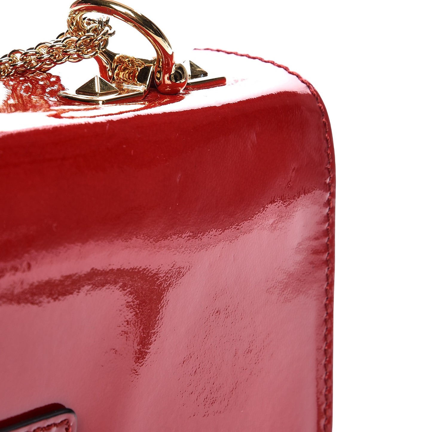 Patent L'Amour Rockstud Shoulder Bag Rosso Valentino