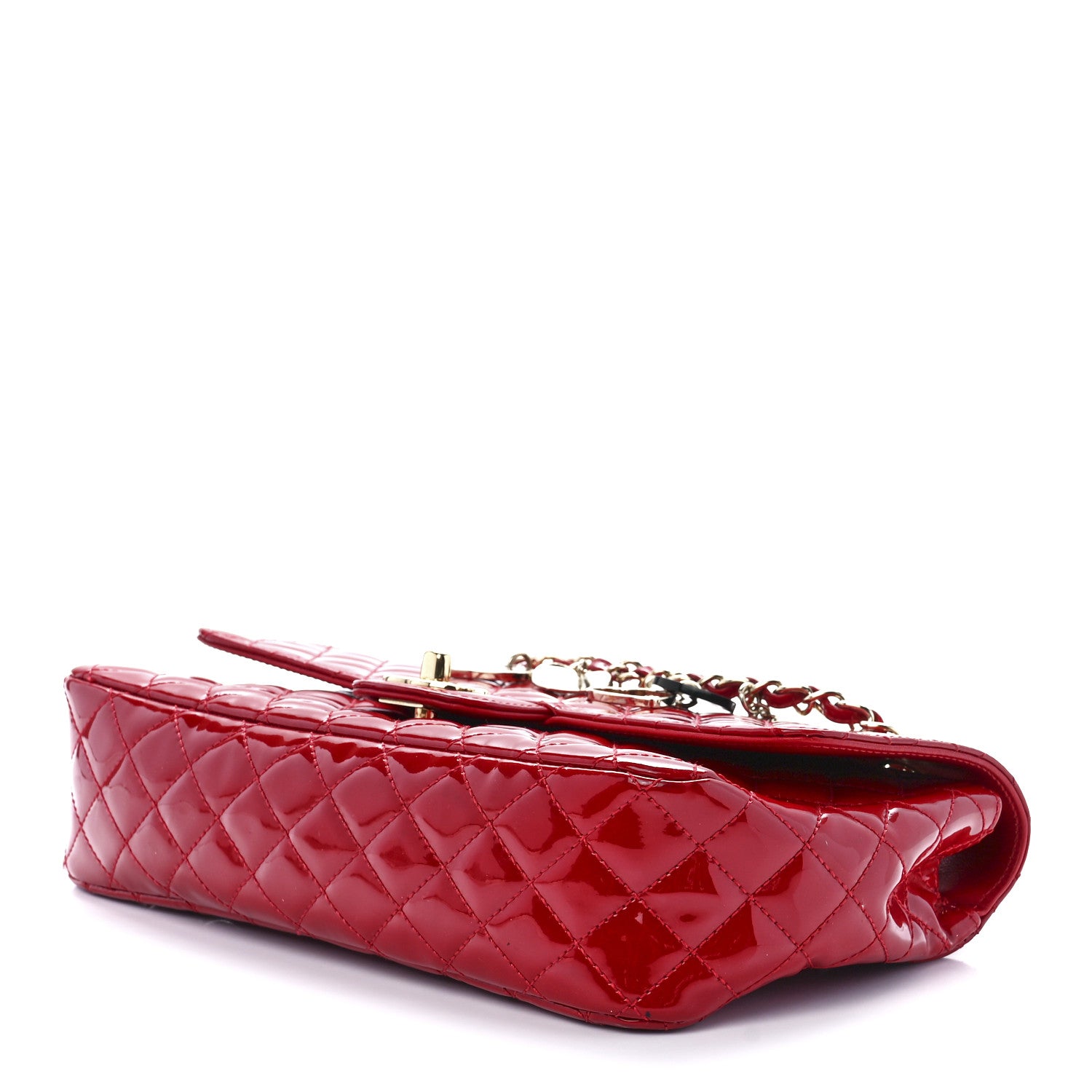 Chanel Patent Calfskin Quilted Valentine Charms Medium Single Flap Red 9 of 11