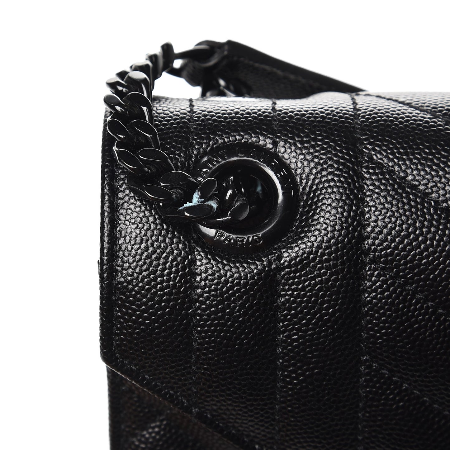Grain De Poudre Textured Mixed Matelasse Large Triquilt Monogram Monochrome Satchel Black