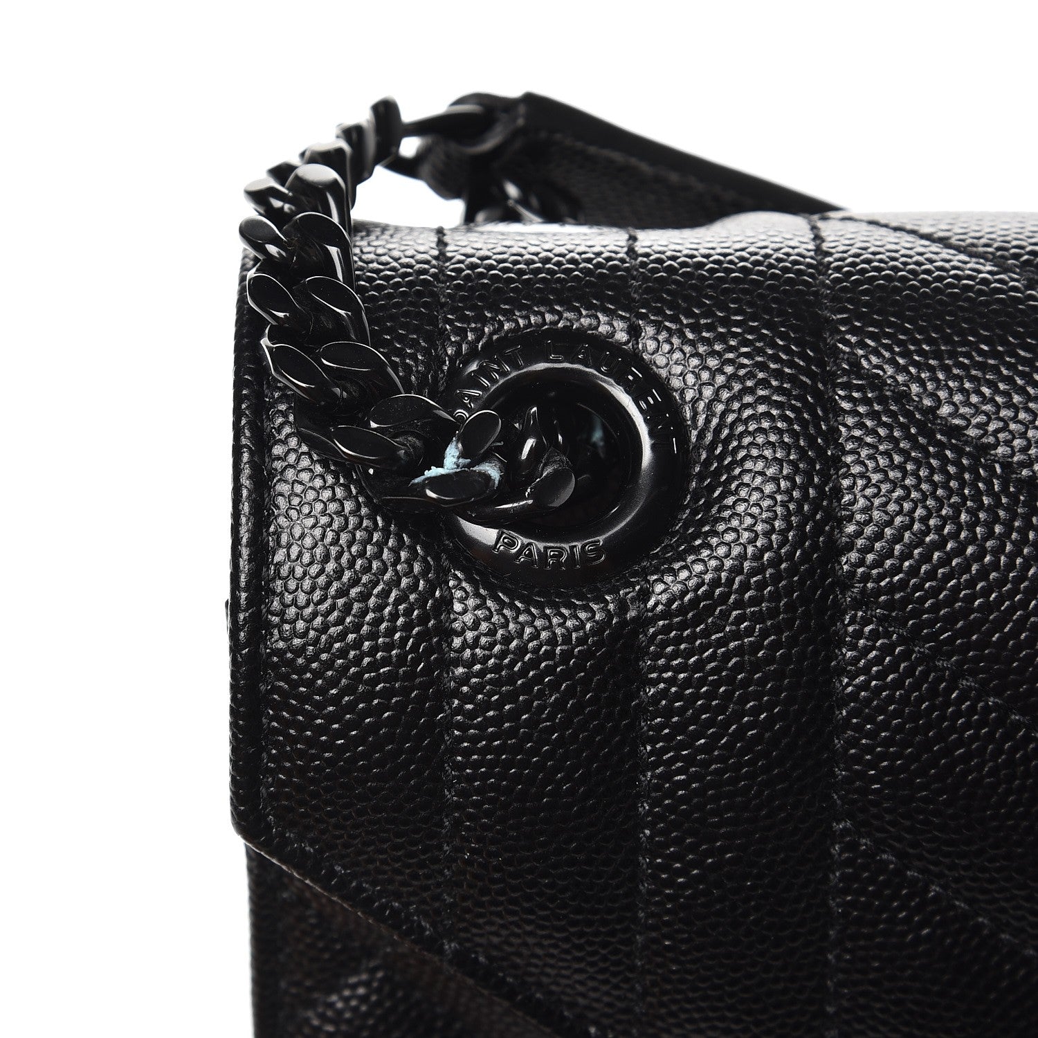 Saint Laurent Grain De Poudre Textured Mixed Matelasse Large Triquilt Monogram Monochrome Satchel Black 13 of 13