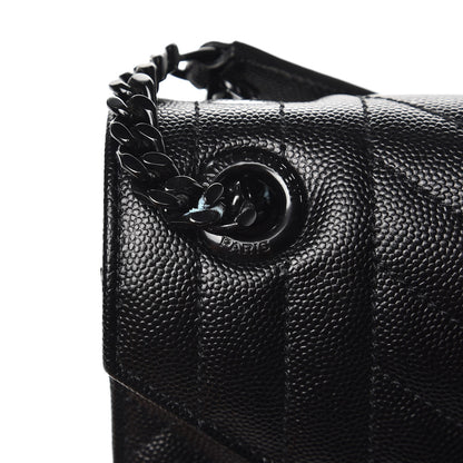 Saint Laurent Grain De Poudre Textured Mixed Matelasse Large Triquilt Monogram Monochrome Satchel Black 13 of 13