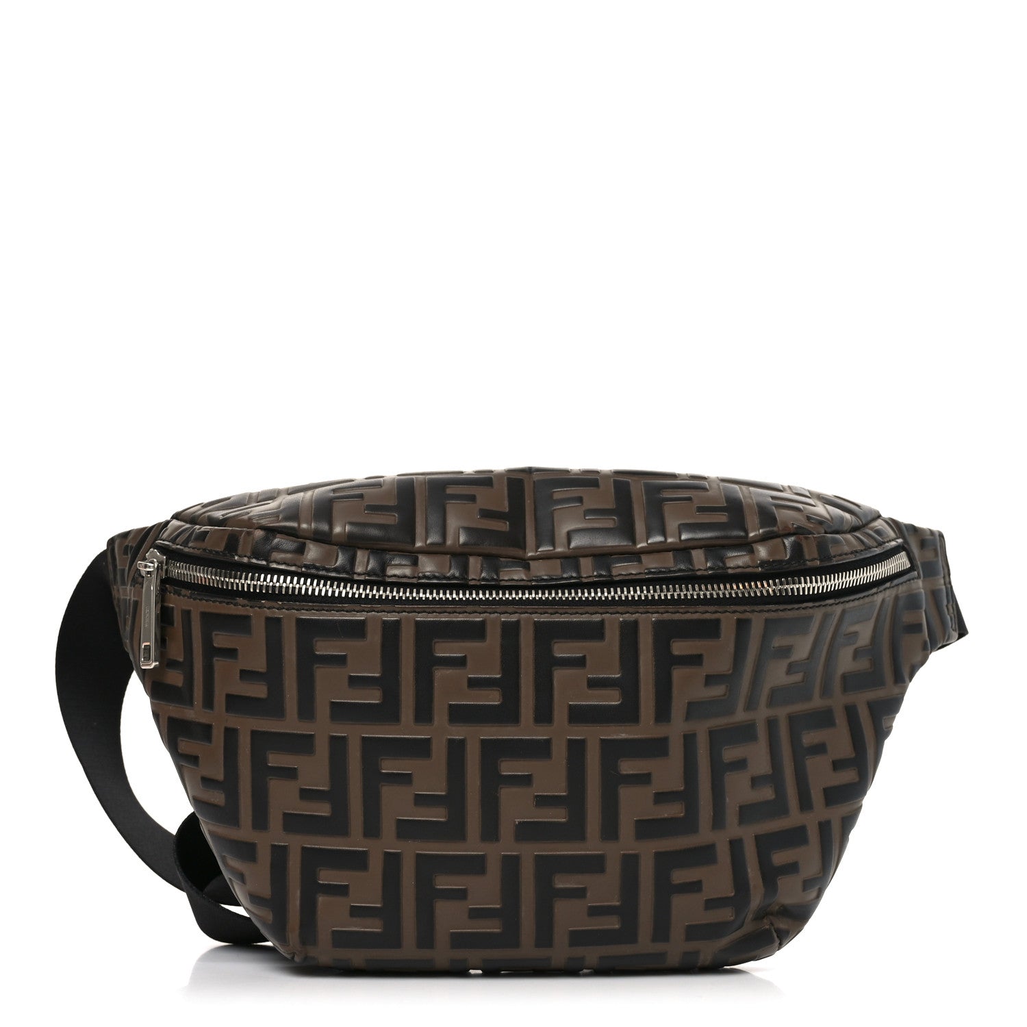 Fendi Vitello Century Bi-Color FF 1974 Embossed Belt Bag Maya Black 1 of 10