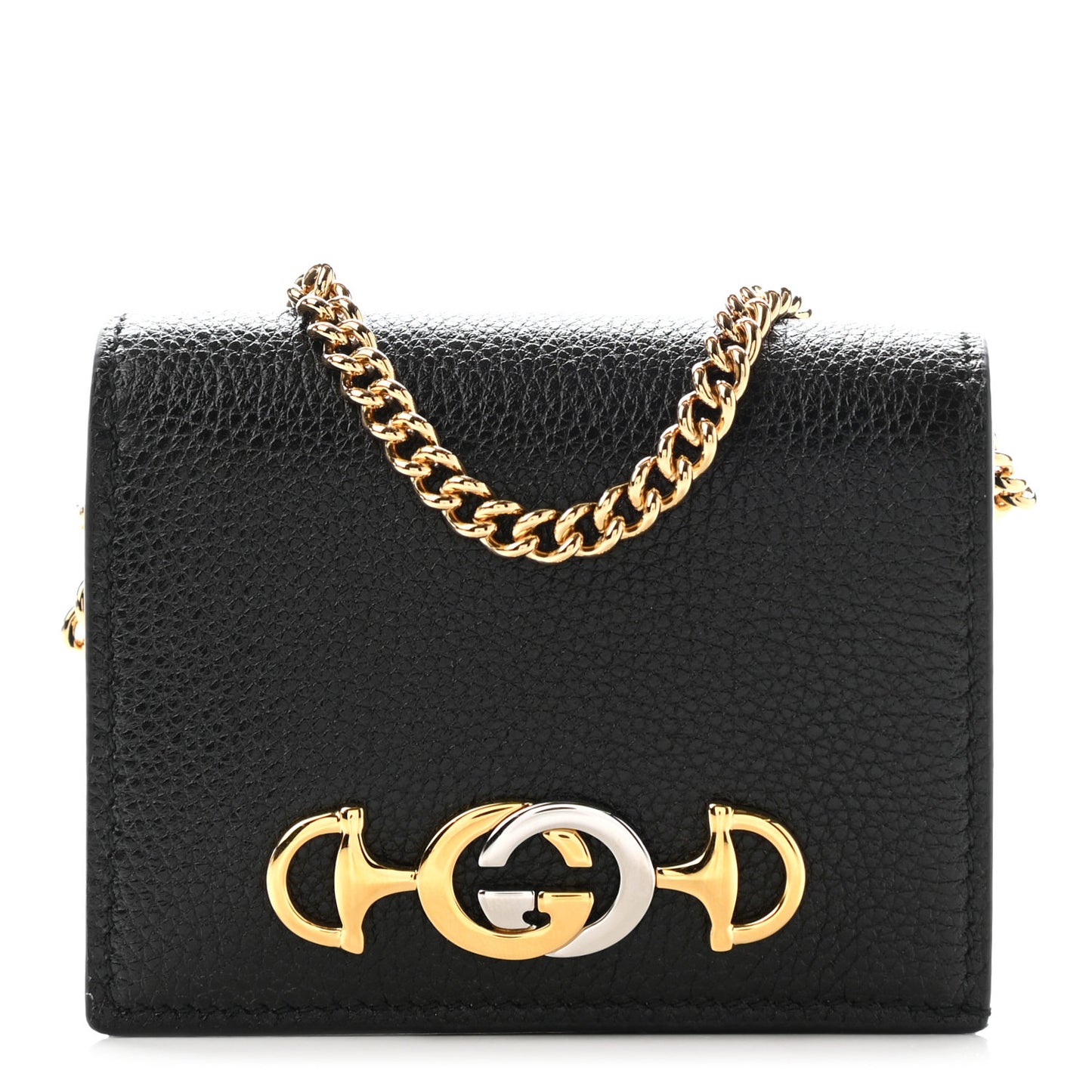 Grainy Calfskin Zumi Card Case Wallet Black