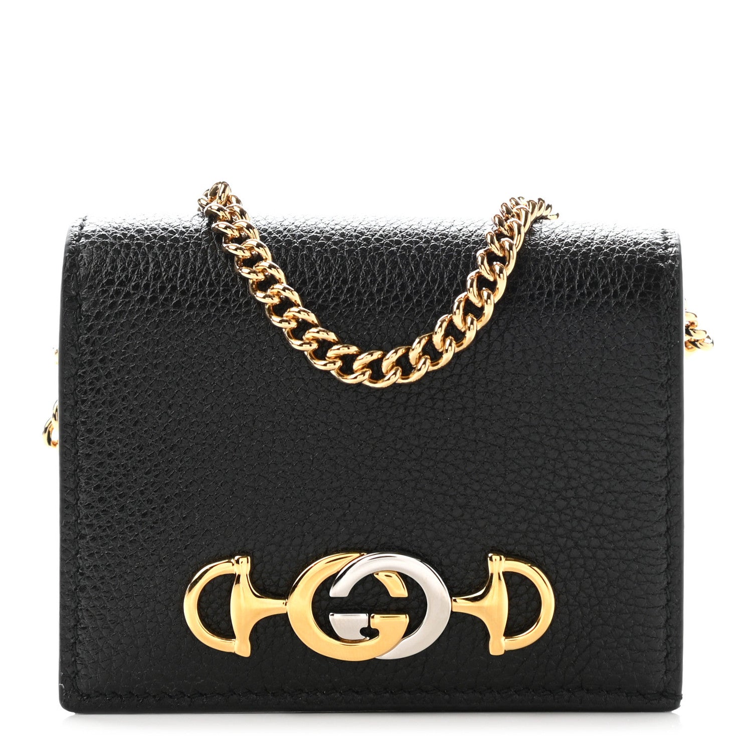 Gucci Grainy Calfskin Zumi Card Case Wallet Black 1 of 8