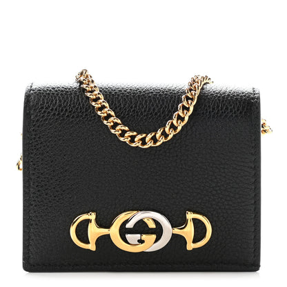 Gucci Grainy Calfskin Zumi Card Case Wallet Black 1 of 8