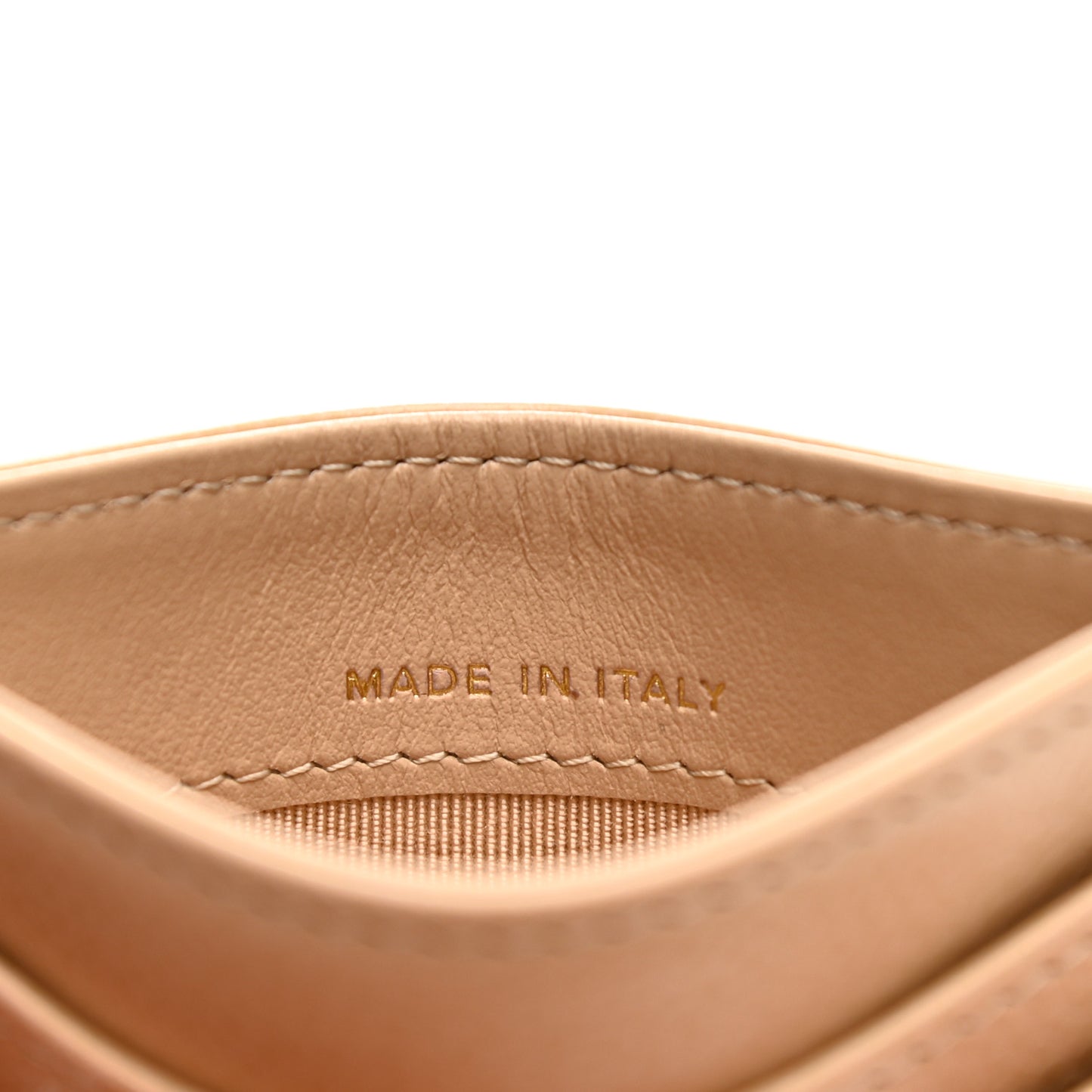 Caviar Quilted Card Holder Beige