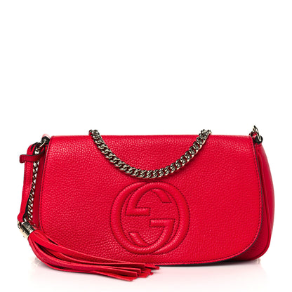 Gucci Pebbled Calfskin Medium Soho Flap Crossbody Tabasco Red 1 of 9