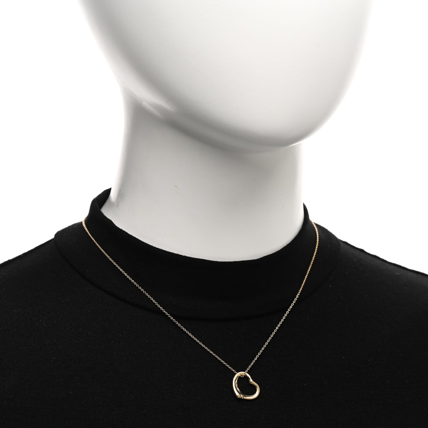 18K Yellow Gold 16mm Elsa Peretti Open Heart Pendant Necklace