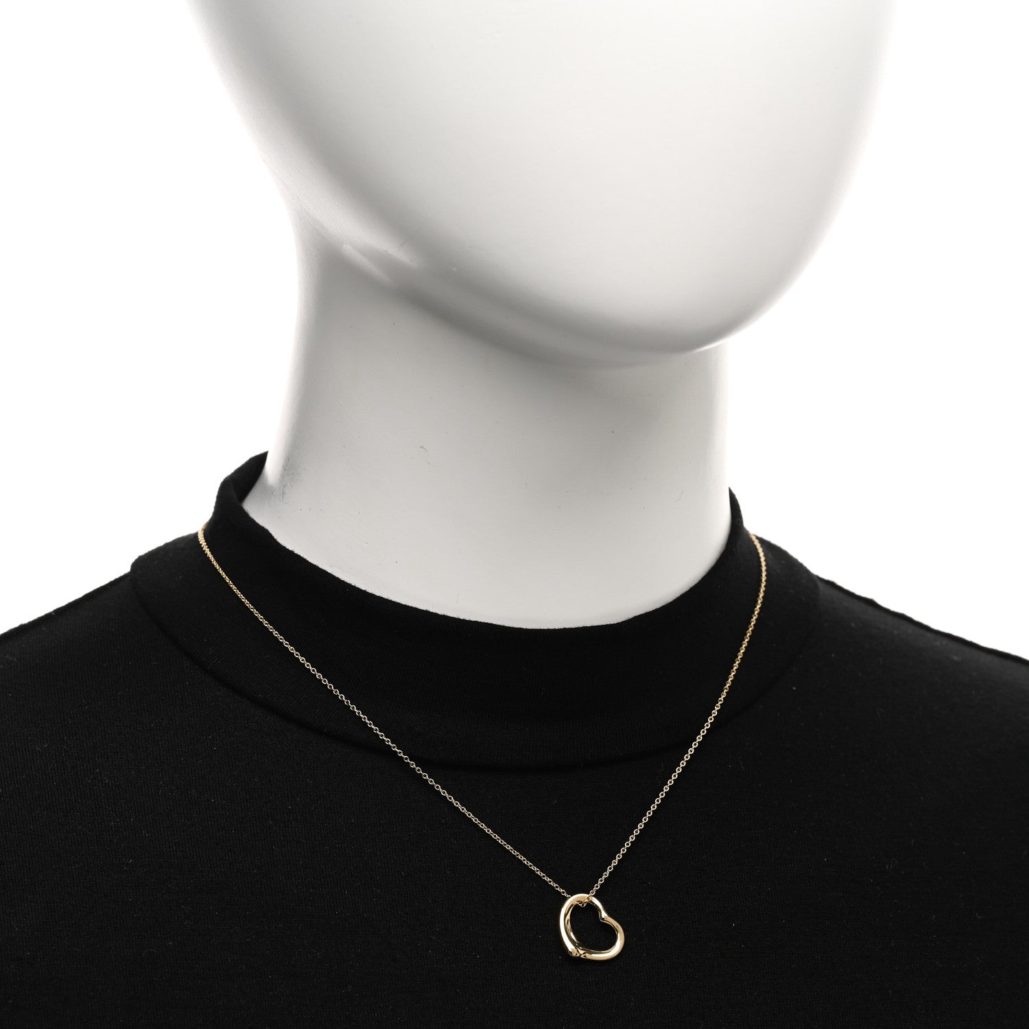 Tiffany 18K Yellow Gold 16mm Elsa Peretti Open Heart Pendant Necklace 2 of 6