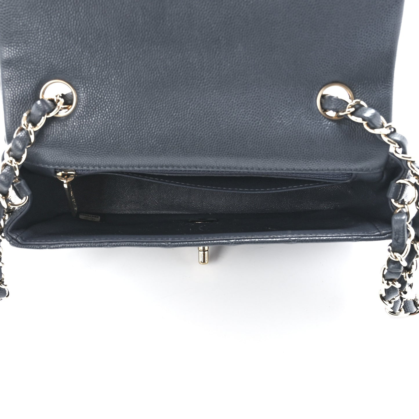 Caviar Quilted Mini Rectangular Flap Dark Grey