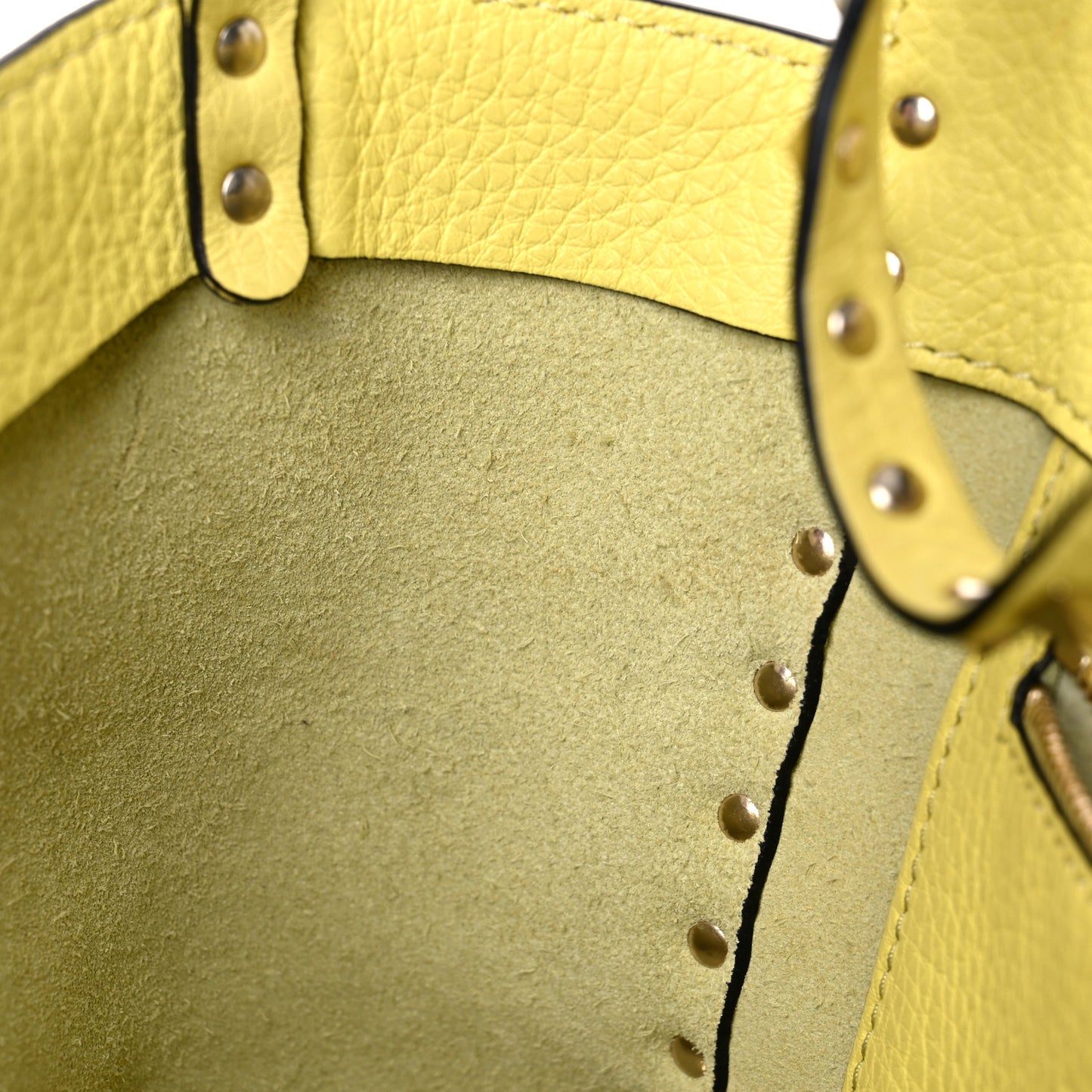 Pebbled Calfskin Mini Rockstud Tote Jonquill