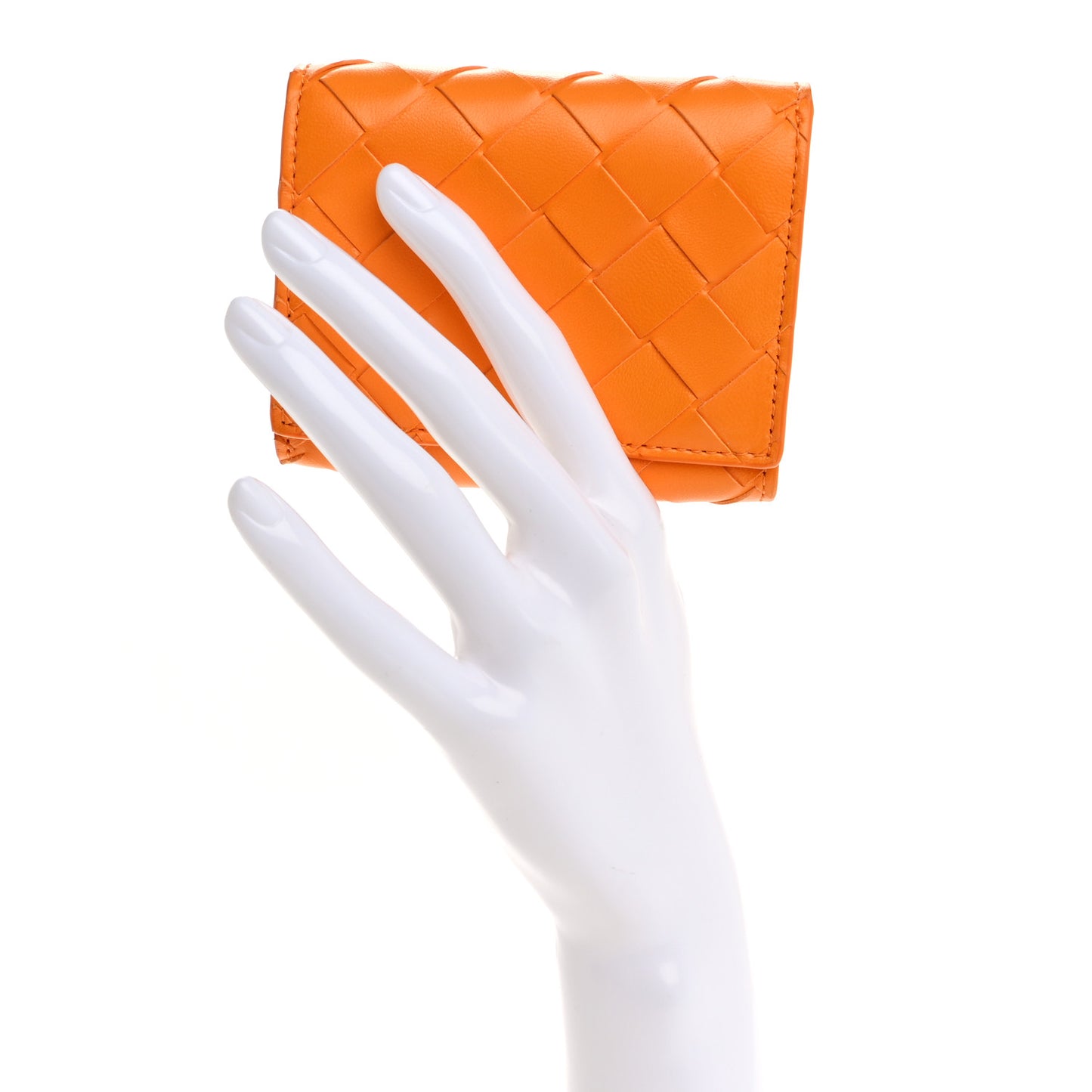Nappa Intrecciato Trifold Wallet Tangerine Gold