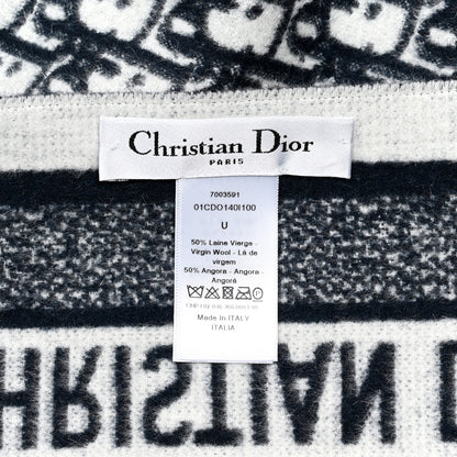 Christian Dior Wool Angora Oblique Throw Blanket Navy Blue 2 of 3