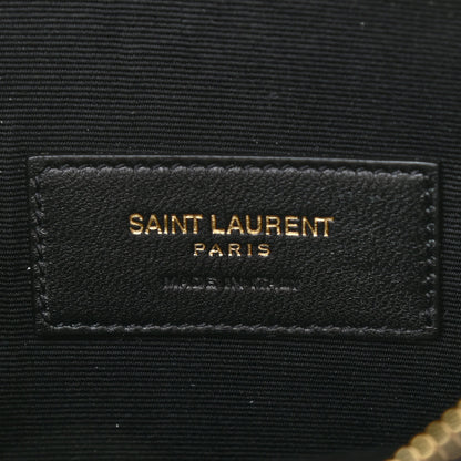 Saint Laurent Grain De Poudre Chevron Monogram Large Bill Pouch Black 6 of 7