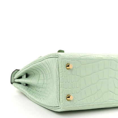 Hermes Matte Alligator Kelly Retourne 25 Vert D'eau 9 of 11