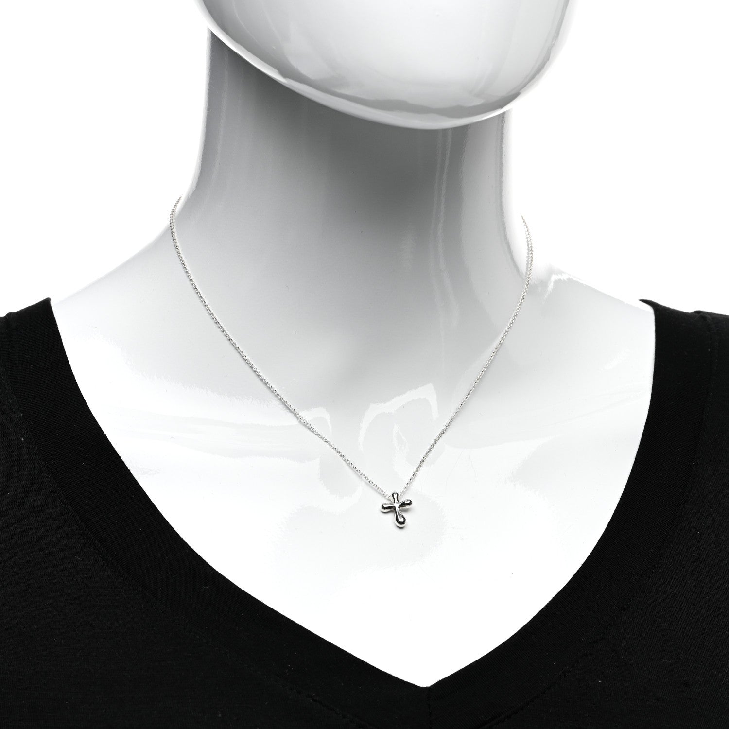 Tiffany Sterling Silver 12mm Elsa Peretti Cross Pendant Necklace 2 of 4
