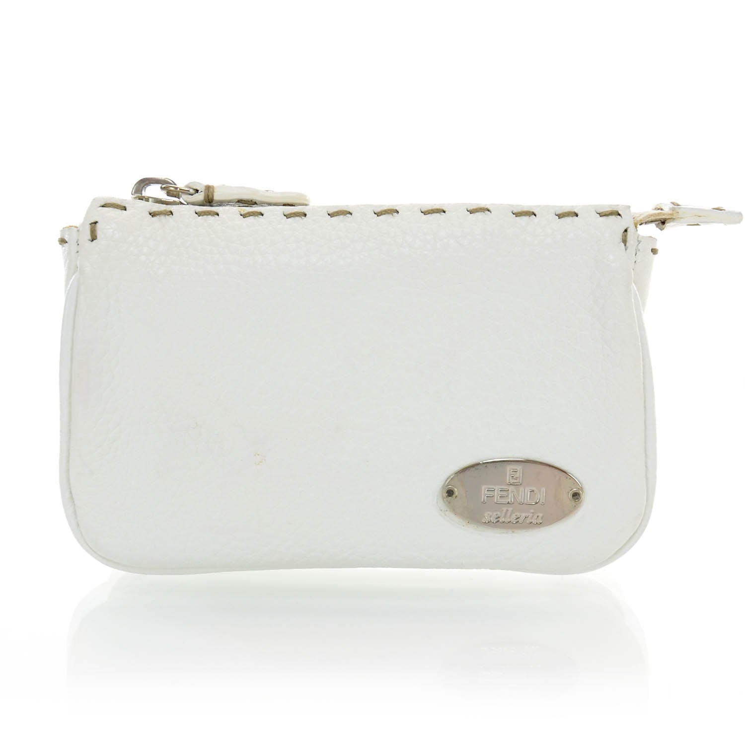 Fendi Calfskin Romano Selleria Coin Purse White 1 of 7