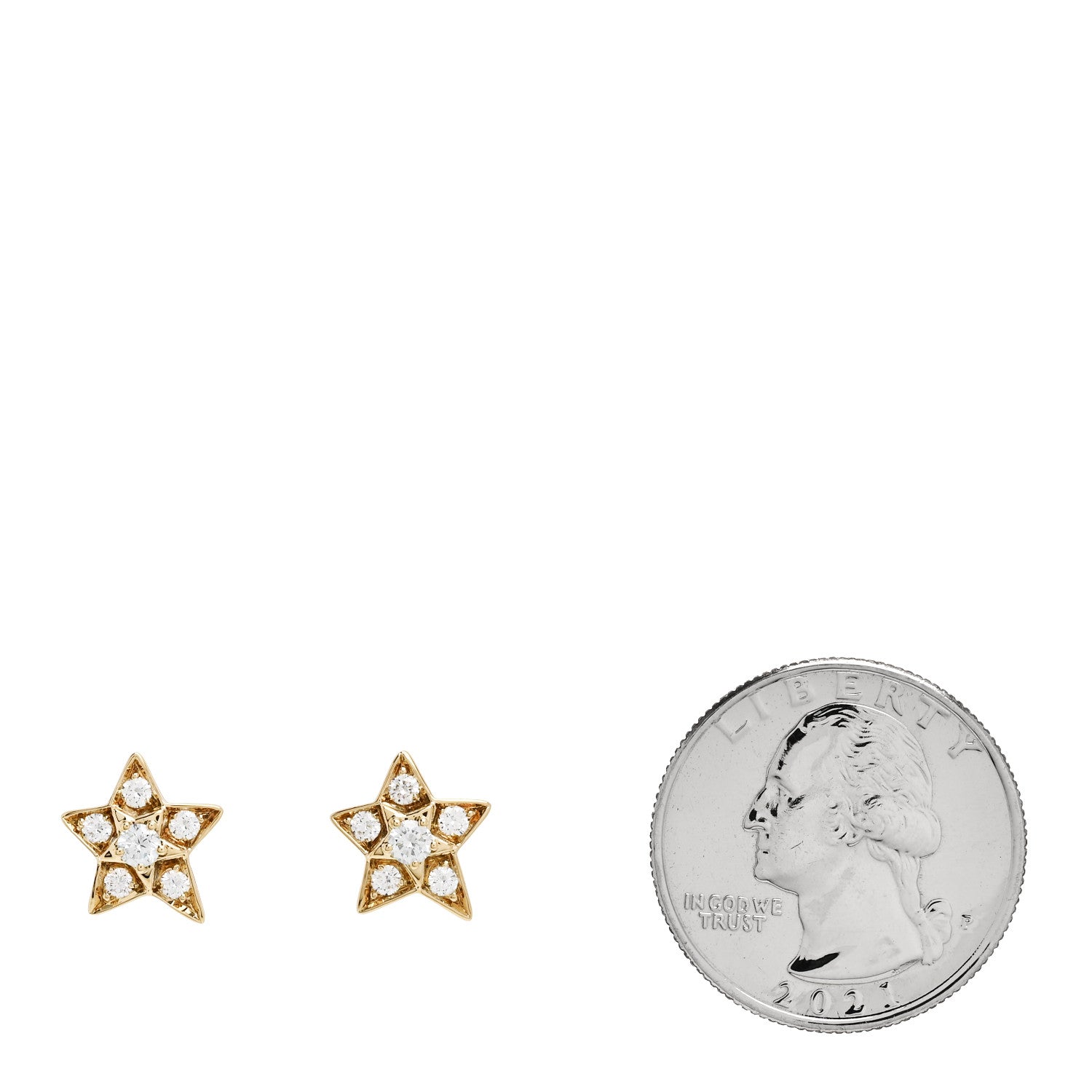 Chanel 18K Yellow Gold Diamond Small Comete Geode Earrings 2 of 4