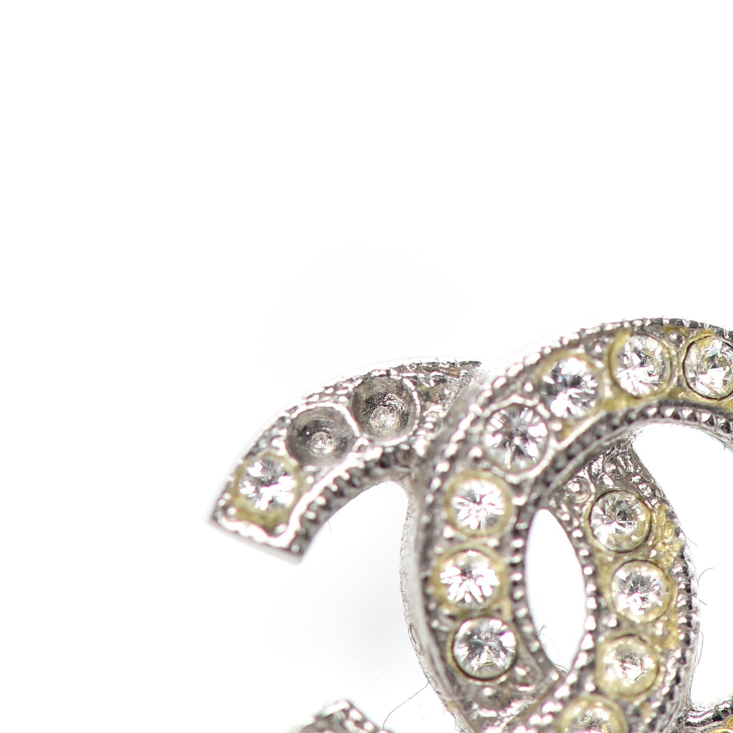 Chanel Crystal Mini Timeless CC Earrings Silver 5 of 5