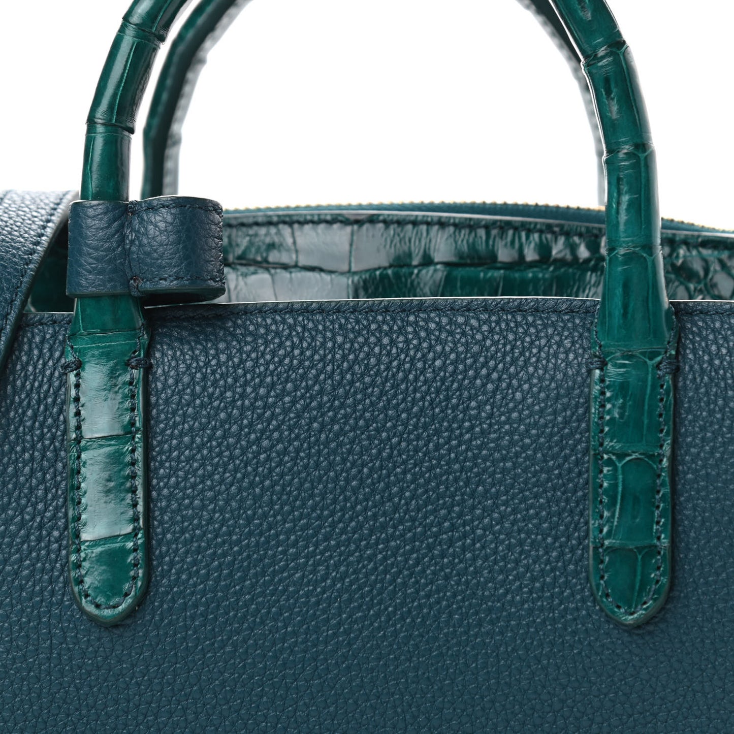 Calfskin Crocodile Mini Cristie Satchel Blue Green