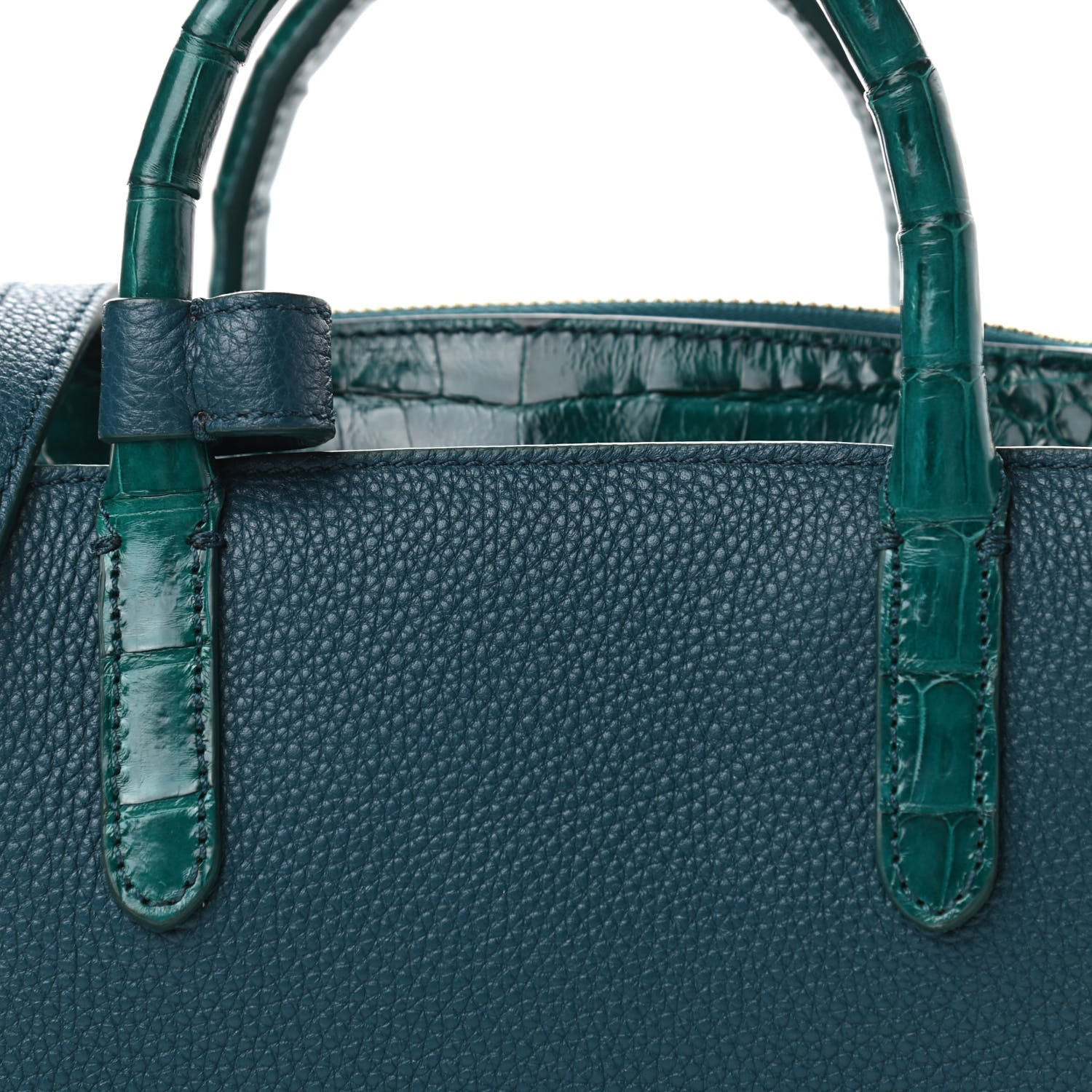 Nancy Gonzalez Calfskin Crocodile Mini Cristie Satchel Blue Green 12 of 12