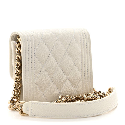 Chanel Caviar Quilted Boy Card Holder On Chain White 3 of 12