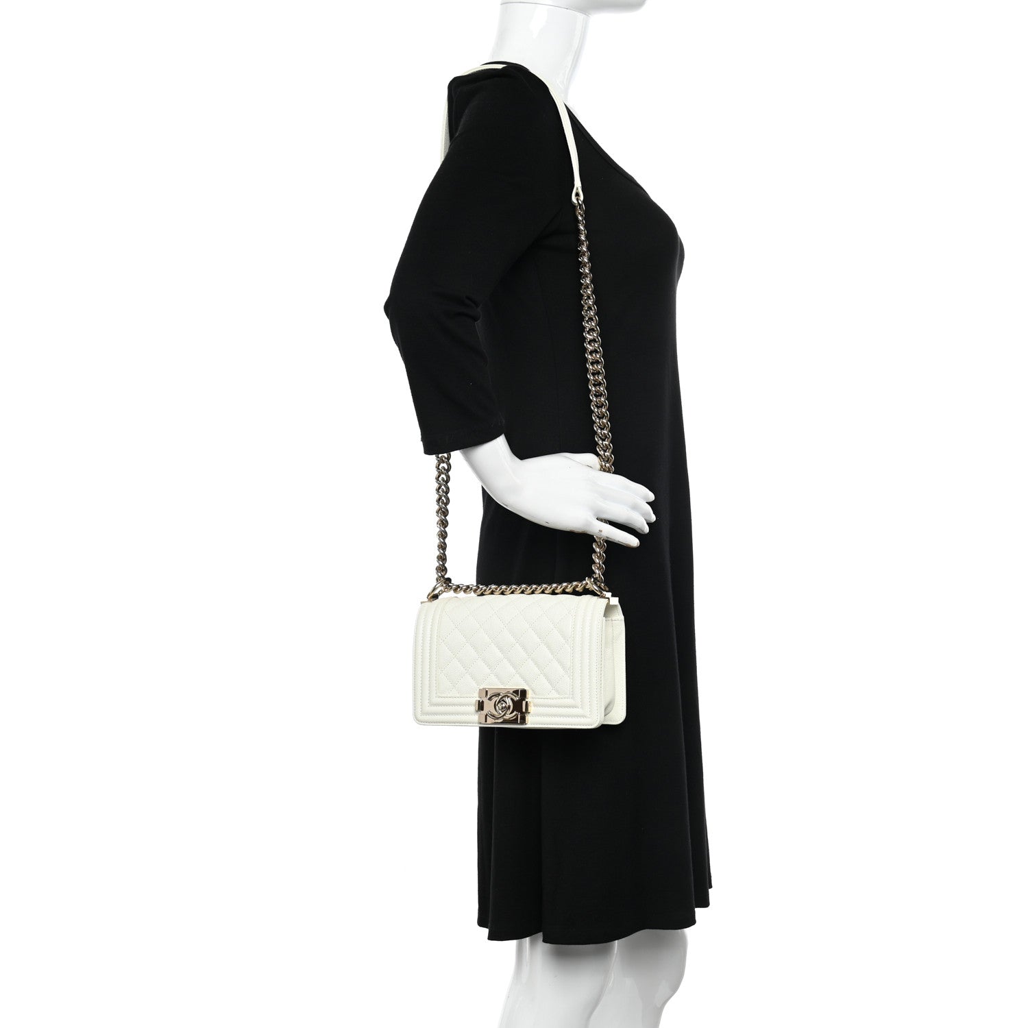 Chanel Caviar Quilted Small Boy Flap White 2 of 11