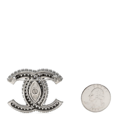 Chanel Crystal CC Turnlock Brooch Silver 2 of 3