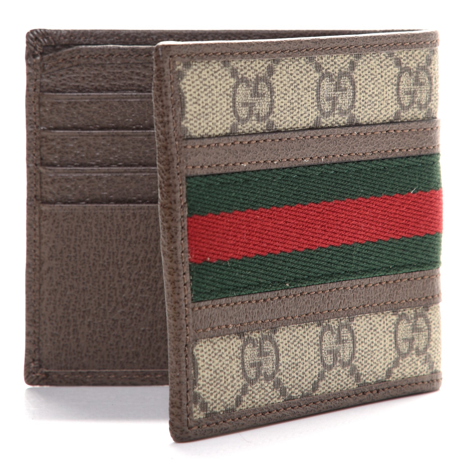 Gucci GG Supreme Monogram Web Mens Ophidia Bi-Fold Wallet Beige New Acero 3 of 7