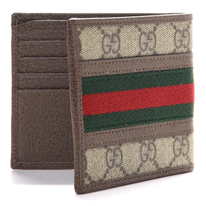 Gucci GG Supreme Monogram Web Mens Ophidia Bi-Fold Wallet Beige New Acero 3 of 7