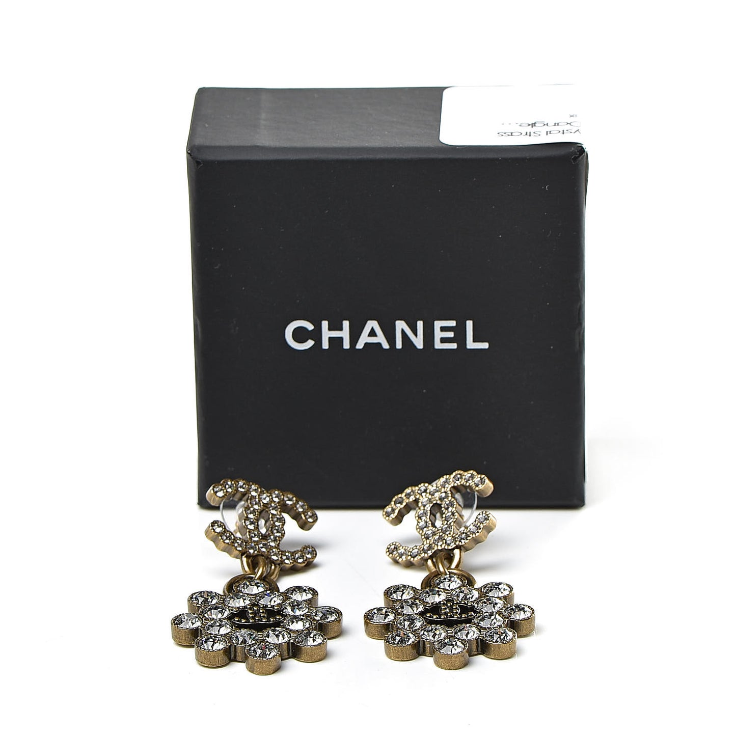 Crystal Strass CC City of Lights Cluster Dangle Earrings Gold