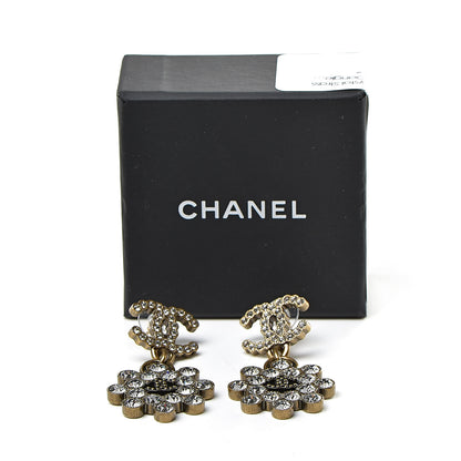 Chanel Crystal Strass CC City of Lights Cluster Dangle Earrings Gold 5 of 5