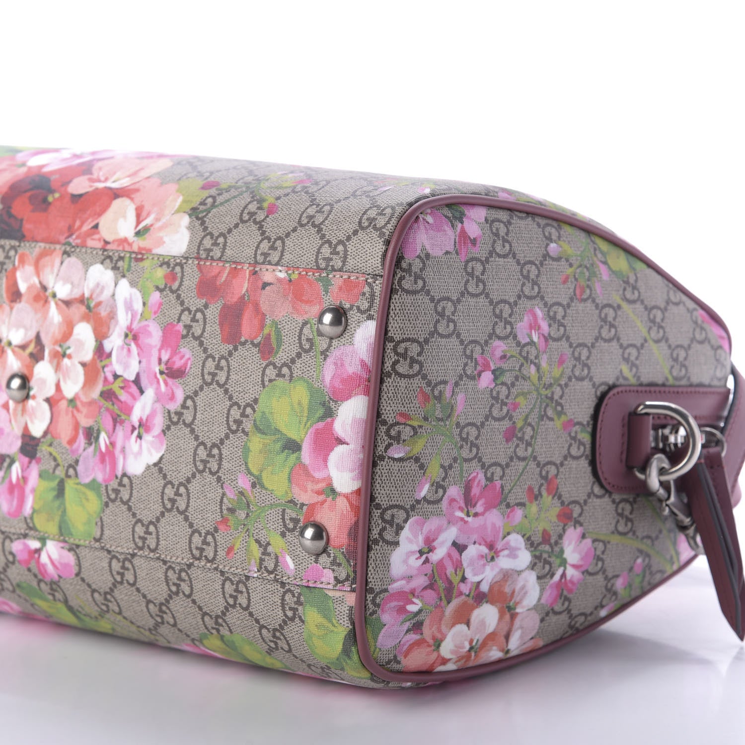 Gucci GG Supreme Monogram Blooms Medium Boston Beige Multicolor Dry Rose 8 of 10