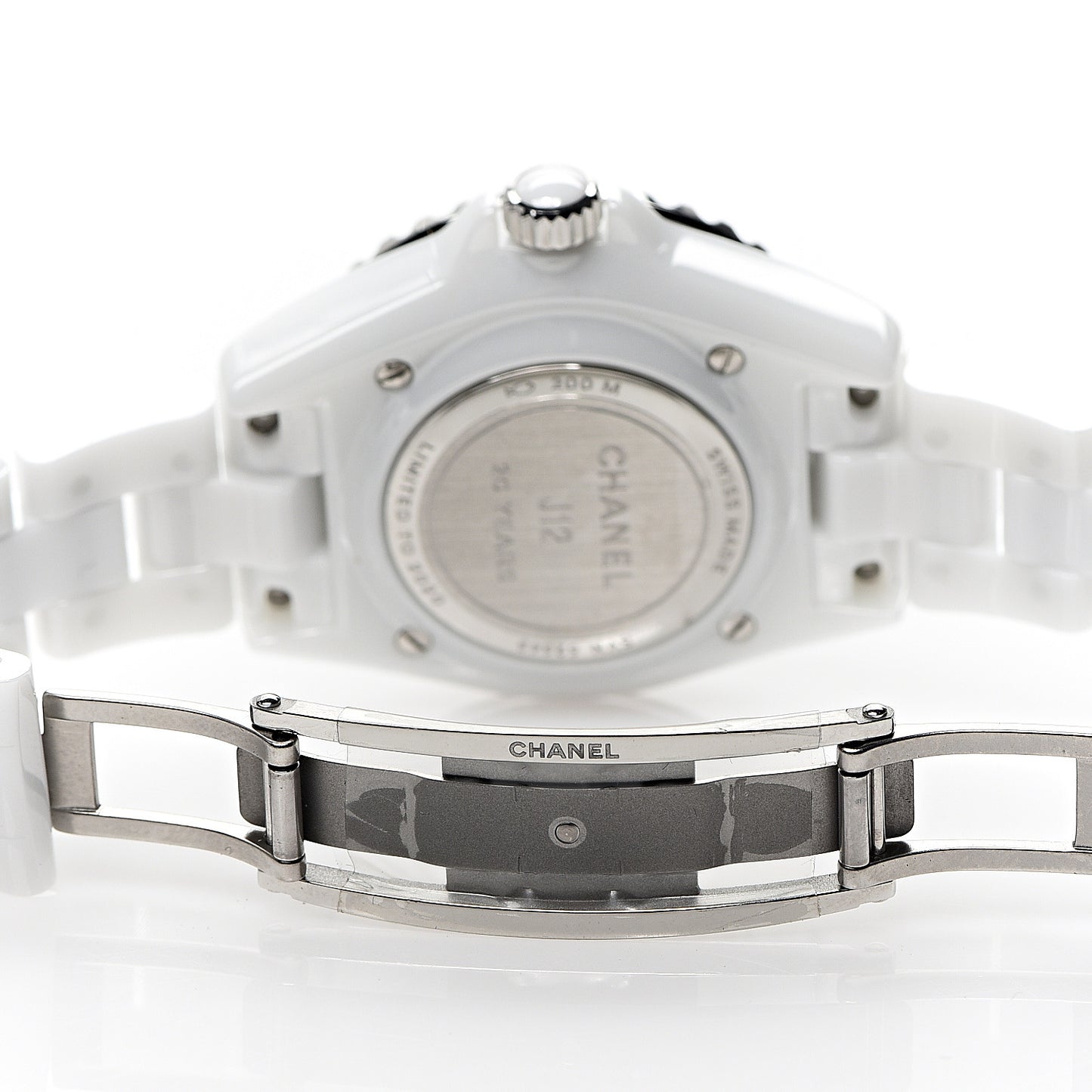 Stainless Steel Ceramic Diamond 33mm J12 Limited Edition Quartz Watch White