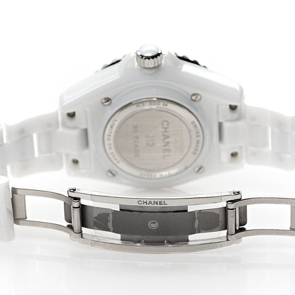 Chanel Stainless Steel Ceramic Diamond 33mm J12 Limited Edition Quartz Watch White 5 of 6