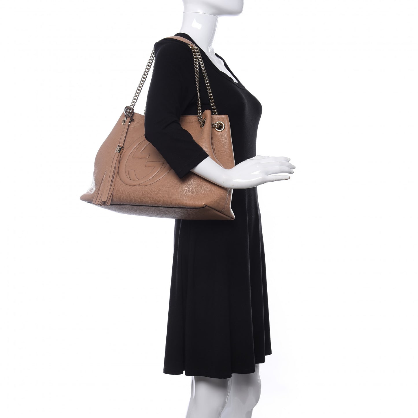 Pebbled Calfskin Medium Soho Chain Shoulder Bag Camelia