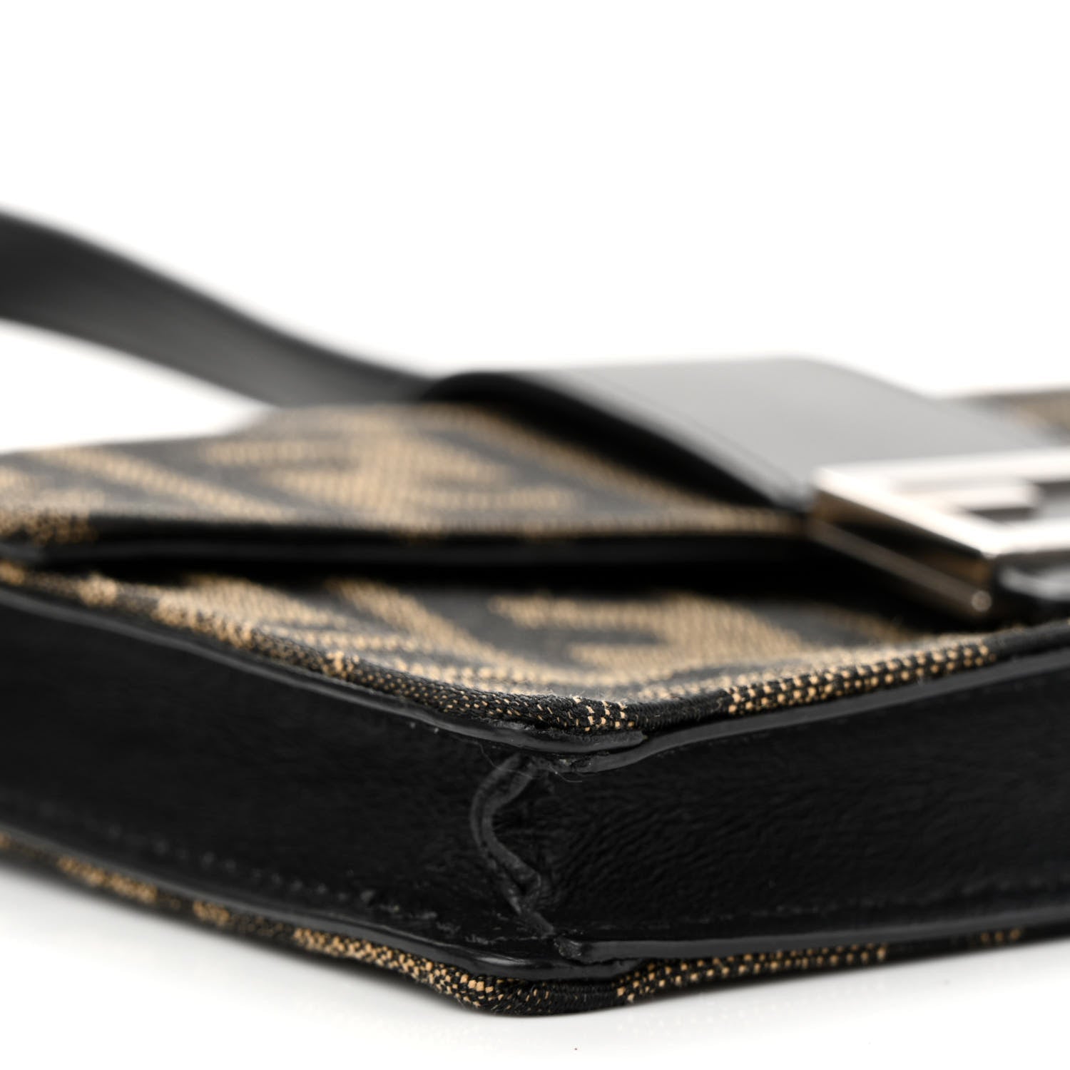 Fendi Recycled Fabric Jacquard Vitello Grace FF 1974 Baguette Belt Pouch Tobacco Moro Black 9 of 12