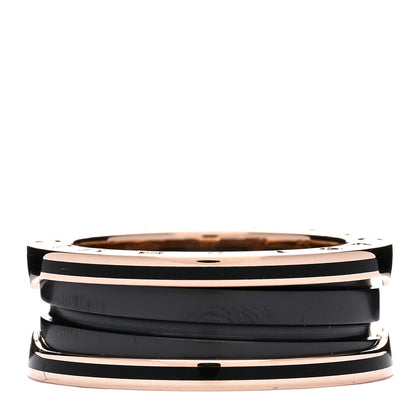 Bulgari 18K Rose Gold Black Ceramic Matte B.Zero1 Two-Band Ring 53 6.25 2 of 5