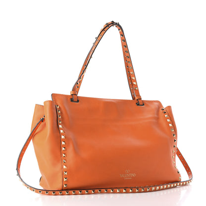 Valentino Garavani Vitello Medium Rockstud Tote Orange Fluo 2 of 10