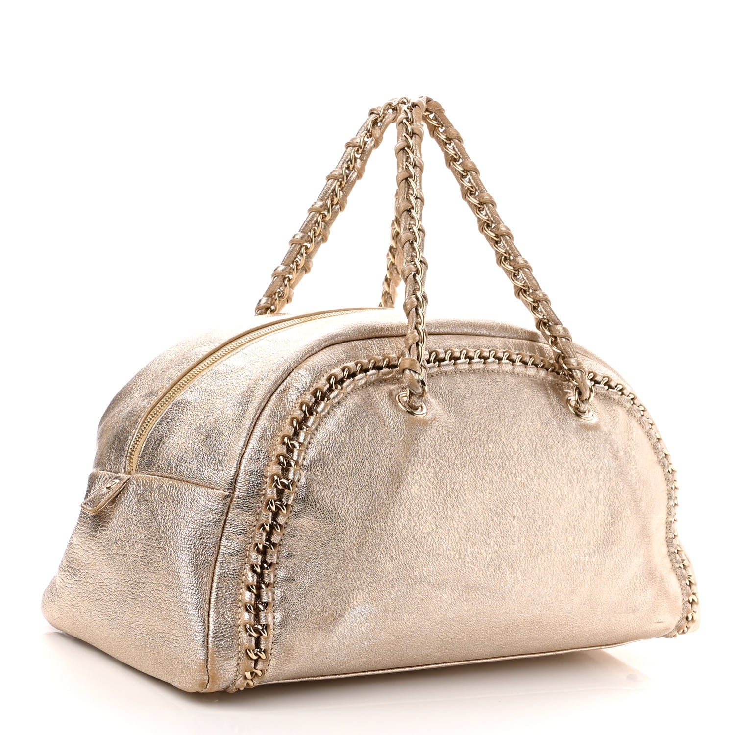 Chanel Metallic Goatskin Extra Large Luxe Ligne Luxury By Chanel Bowler Light Gold 2 of 11