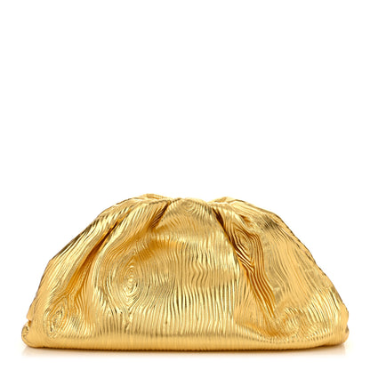 Bottega Veneta Metallic Bark Calfskin Embossed The Pouch Oversized Clutch Oro 1 of 10