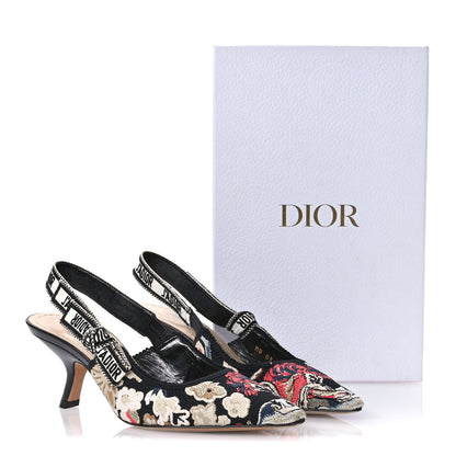 Christian Dior Canvas Embroidered Pop J'Adior Slingback 65mm Pumps  36 Black Multicolor 11 of 11