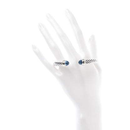David Yurman Sterling Silver 14K Yellow Gold Blue Topaz 7mm Cable Classics Bracelet 2 of 5