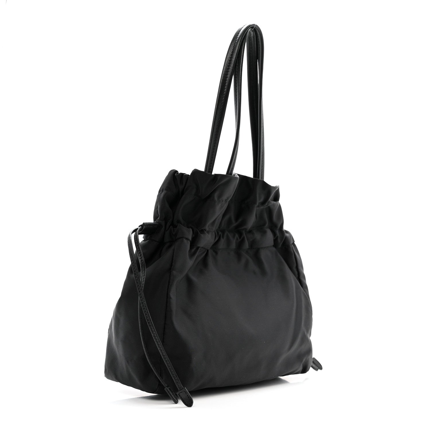 Prada Tessuto Nylon Jacquard Logo Drawstring Tote Black 3 of 9