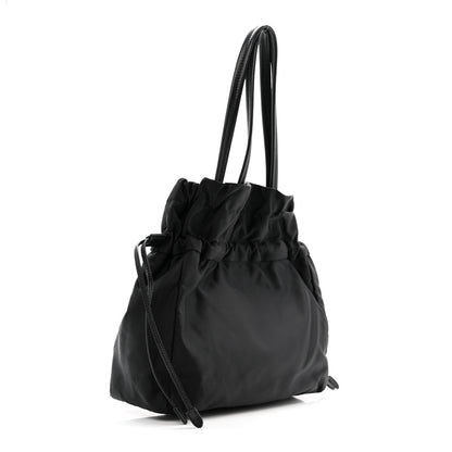 Prada Tessuto Nylon Jacquard Logo Drawstring Tote Black 3 of 9