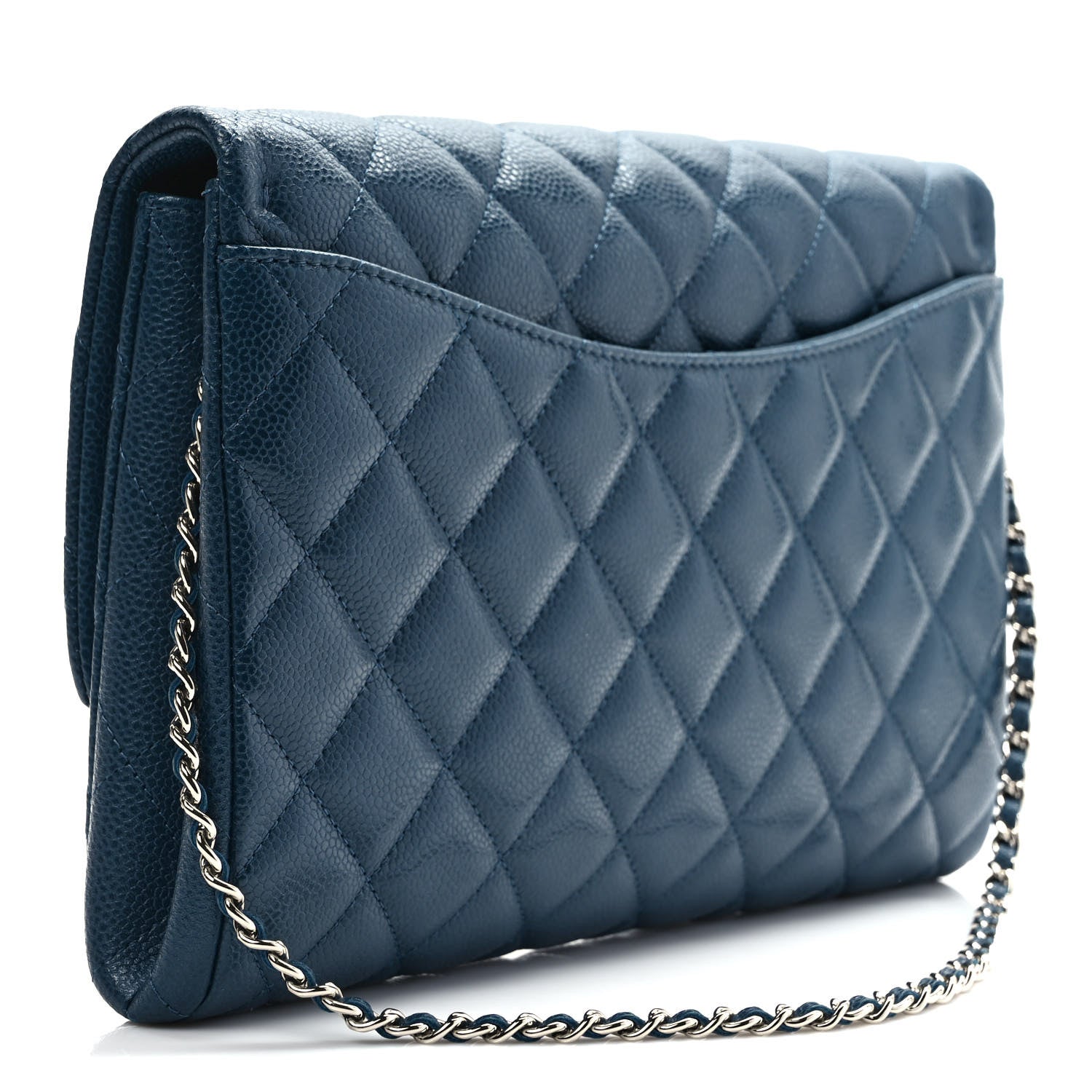 Chanel Caviar Quilted Clutch With Chain Flap Blue 3 of 8