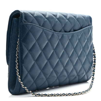 Chanel Caviar Quilted Clutch With Chain Flap Blue 3 of 8