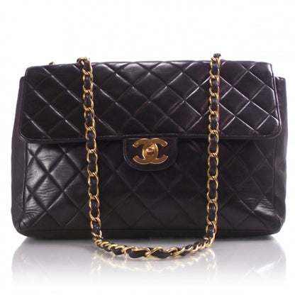 Chanel Vintage Leather Jumbo Classic Flap Black 1 of 7