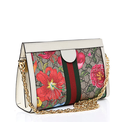 Gucci GG Supreme Monogram Flora Web Small Ophidia Chain Shoulder Bag White 2 of 11